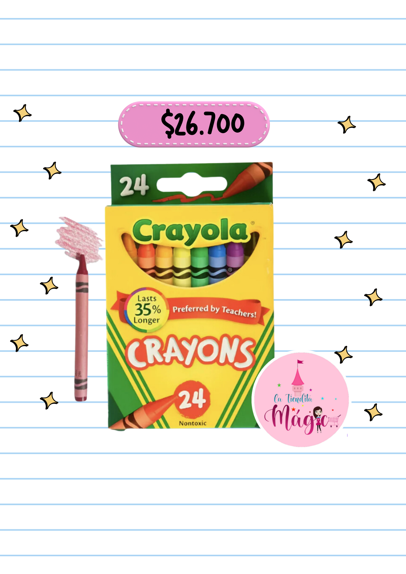 Caja De Creyon Crayola X24 Unds Delgadas Redondas