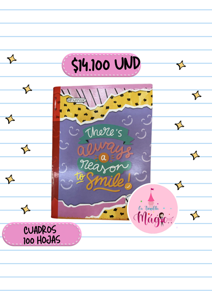 Cuaderno Cosido Pappyer Para Mujer Cuadros 100 Hojas - Se Envia Un Motivo Aleatorio