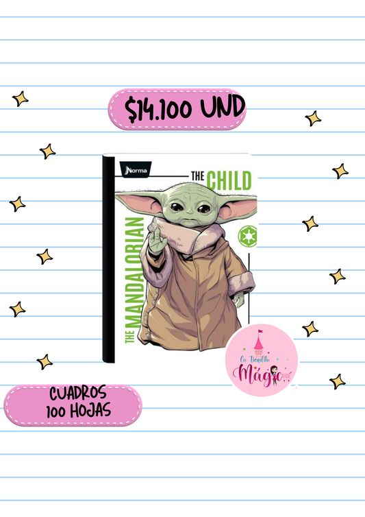 Cuaderno Cosido Norma De Mandalorian Star Wars Cuadros 100 Hojas - Se Envia Un Motivo Aleatorio