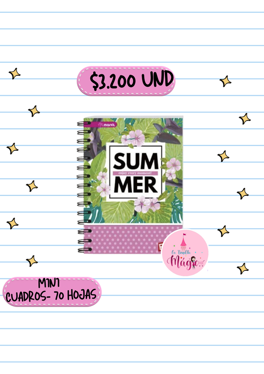 Mini Cuaderno Argollado Cuadros 70 Hojas Motivo Mujer