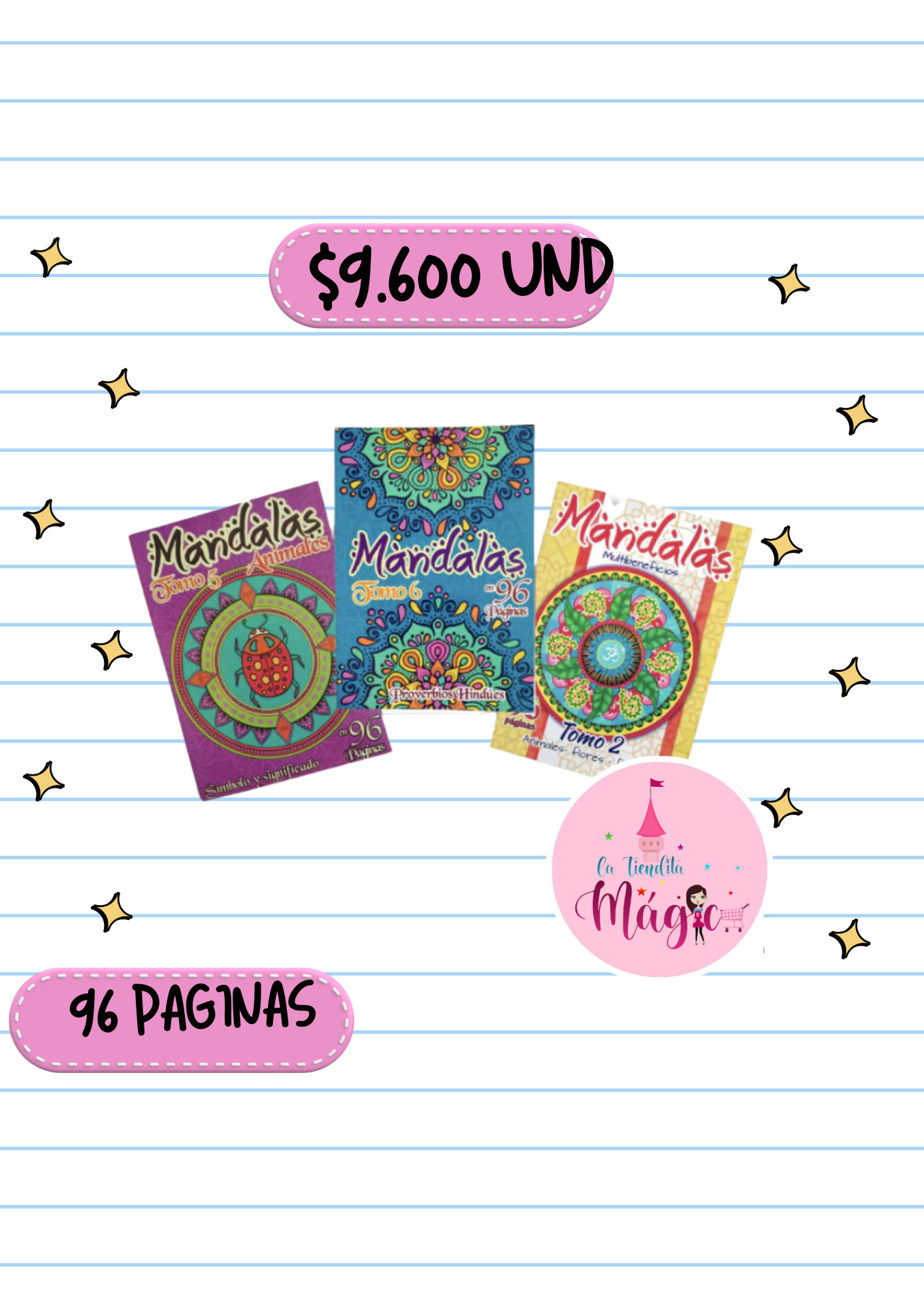 Libro Mandalas Mediano Pasta Blanda 96 Paginas - Se Envia Un Motivo Aleatorio