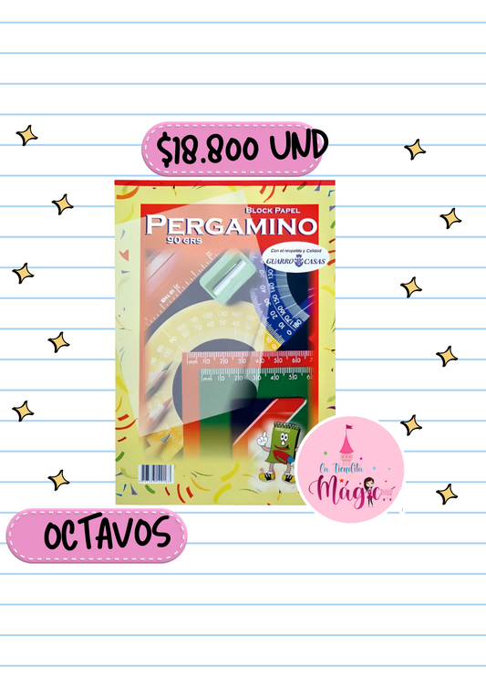 Block Papel Pergamino Octavos 90grs 25 Hojas