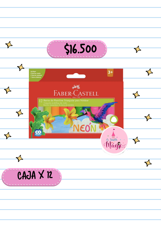 Paquete De Plastilina Faber Castell X12 Unds Jumbo (gruesa) En Tonos Neon