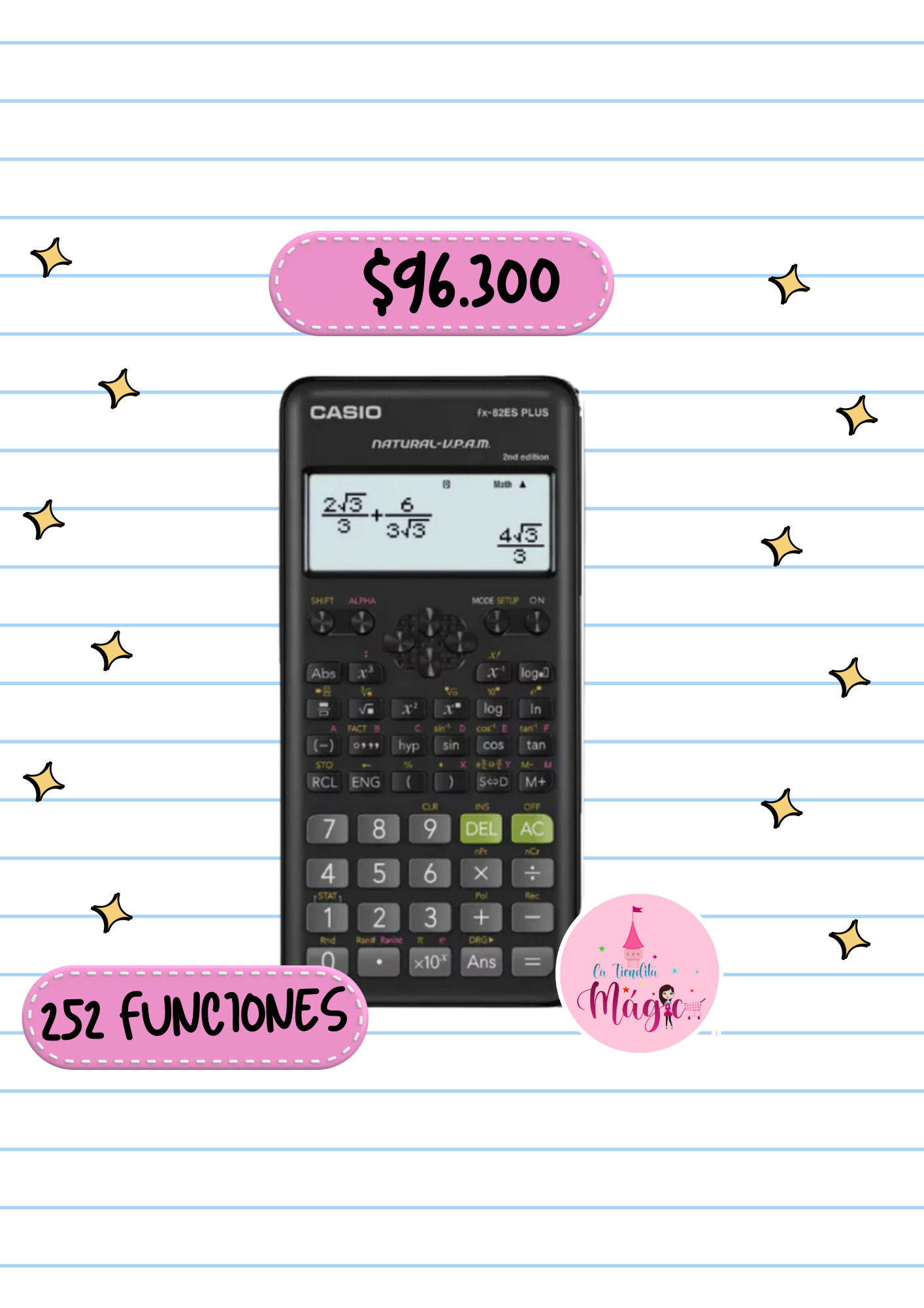 Calculadora Casio Cientifica 350 Es Plus 252 Funciones Bateria Reloj