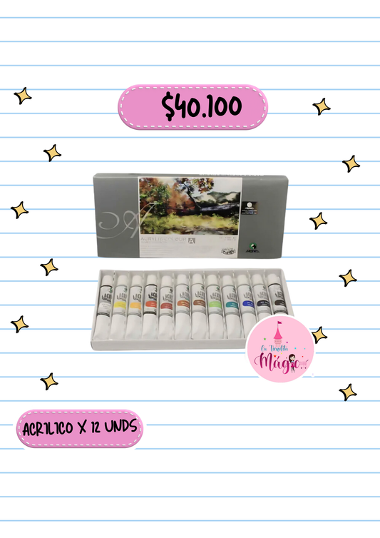 Caja De Acrilico Maries 12ml X12 Unds Surtida